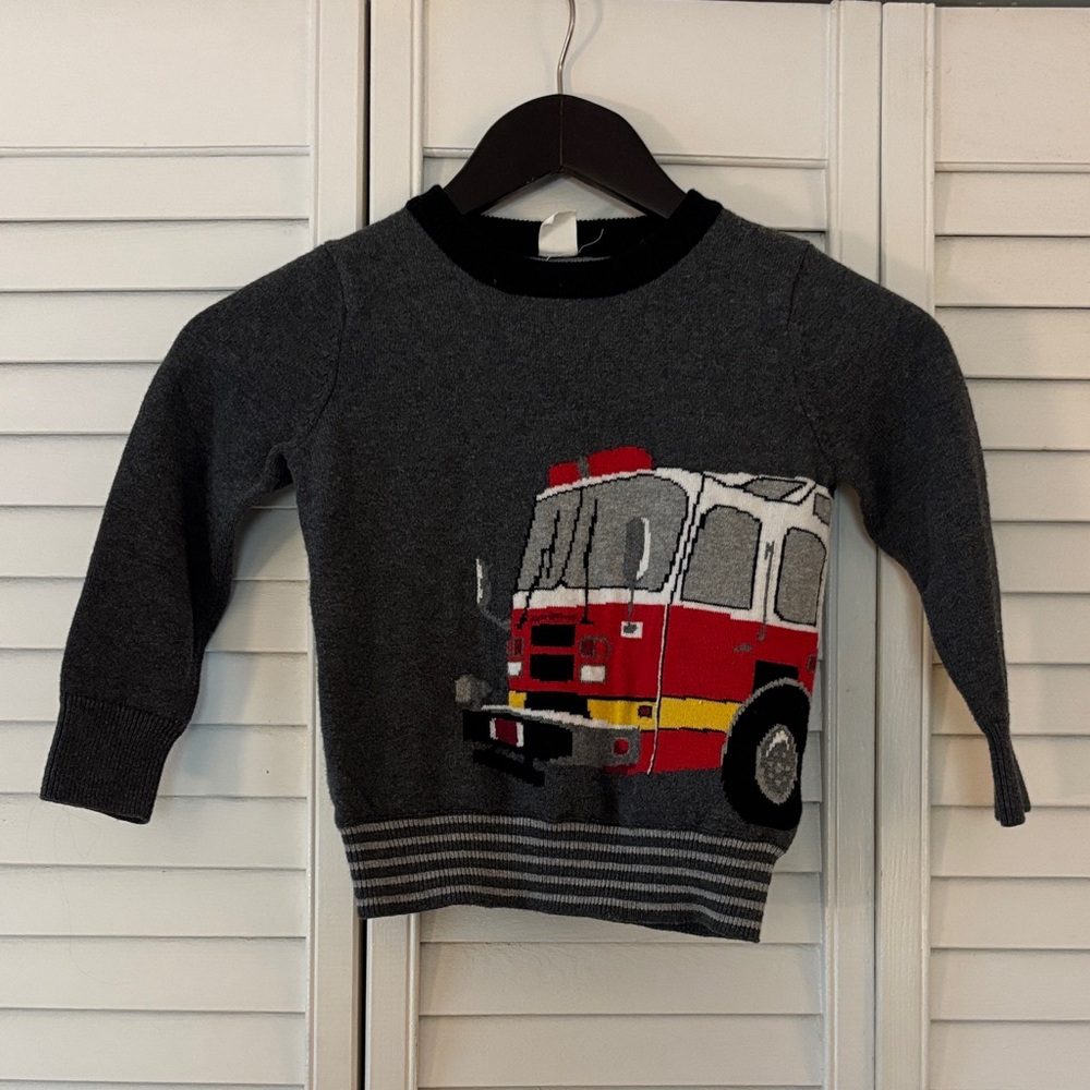 GAP Kids Fire Engine Sweater - Charcoal and Red